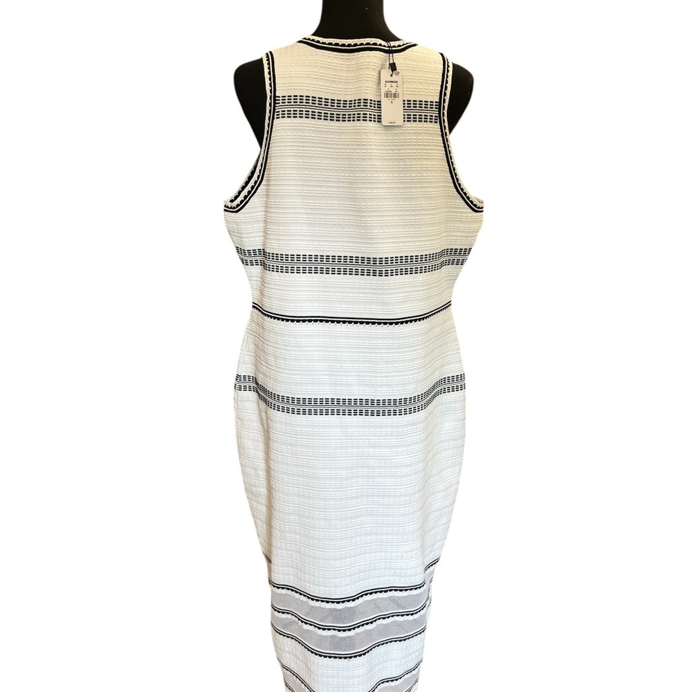 New with tags. Striped Sheer Panel High Neck Sleeveless Midi Sweater Dress XL - Picture 7 of 11